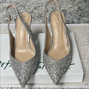 Betsey Johnson Silver Crystal Embellished Heels
